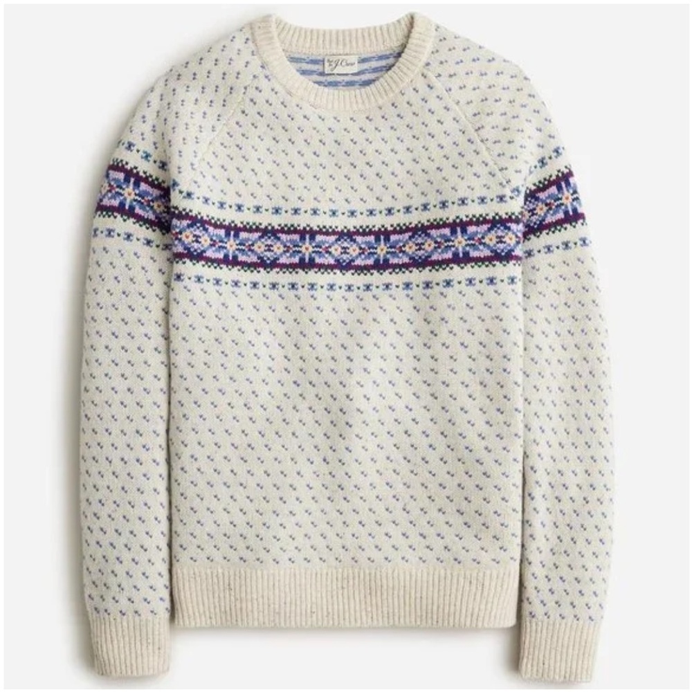 J. Crew Lambswool Fair Isle Sweater Bird's Eye